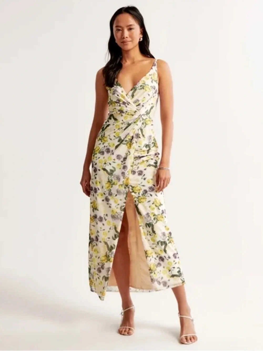 Abercrombie - Mesh Twist Wrap Maxi Dress - Cream Floral